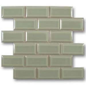  Adex USA Hampton Mosaic Beveled 2 x 4 Green Ceramic Tile 