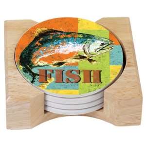  CounterArt Seabounty Design Absorbent Coasters in Wooden 