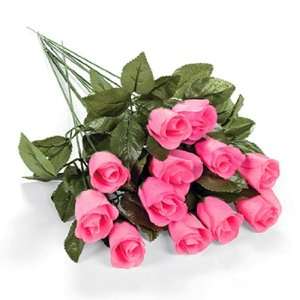  Polyester Pink Rosebuds With Dew Drops (1 dz): Health 
