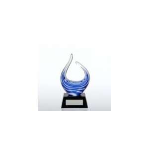  Art Glass Blue Flame Trophy 