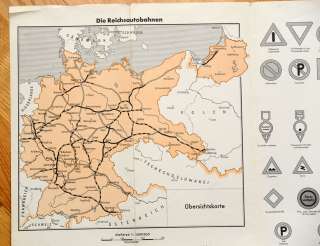   Germany Continental Auto Roads Travel Color MAP with Road Signs  