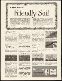 1953 Print Ad KRILIUM Monsanto Friendly Soil Garden  