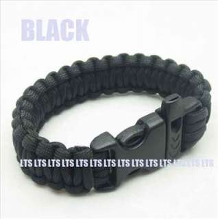 Survival Black Bracelet Paracord 500 Whistle Camping 8  