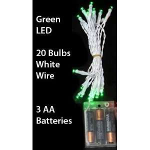   Bulb Green LED Mini Lights   White Wire 8 Foot Long: Home Improvement