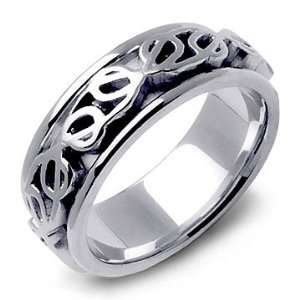   NUADA 14K White Gold Celtic Ribbon Pattern Wedding Band Ring Jewelry