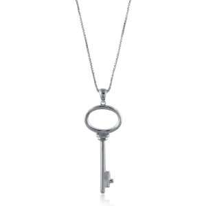  Sterling Silver Skeleton Key Pendant with Chain: Jewelry