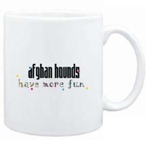  Mug White Afghan Hounds have more fun Dogs: Sports 