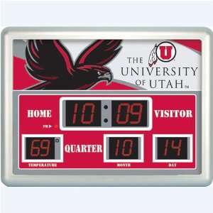   Utah Utes NCAA Scoreboard Clock & Thermometer (14x19) Sports