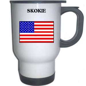  US Flag   Skokie, Illinois (IL) White Stainless Steel Mug 