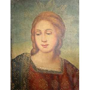  Saint With Halo Religious Cuzco Oil Painting 12x15.5: Home 