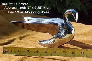 Chrome WINGED SWAN Hood Ornament. Metal. Beautiful!  