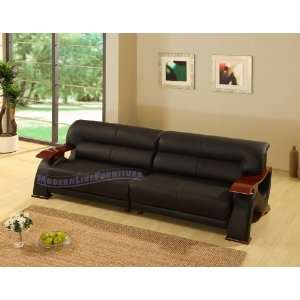   Extended Modern Leather Sofa featuring Mahogany Wood