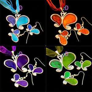 H830x Lot Wholesale 4 set Butterfly Gemstone Jewelry Necklace Pendant 