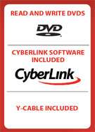   dvd drive also includes the cyberlink dvd software suite for windows