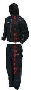   FROGG TOGGS BLACK WIND/RAIN SUIT REFLECTIVE ROAD TOAD MOTORCYCLE GEAR
