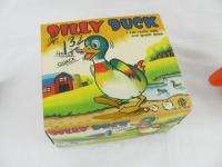 Vintage Tin Litho Wind Up Dilly Duck Mechanical Toy Made in Japan 