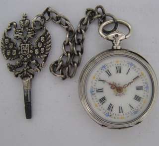 120 Years Old French Cylinder Antique SILVER KW/KS Pocket Watch 