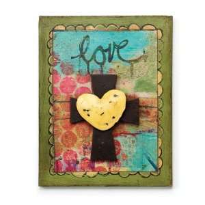  Kelly Rae Roberts Love Cross Plaque   13895: Home 
