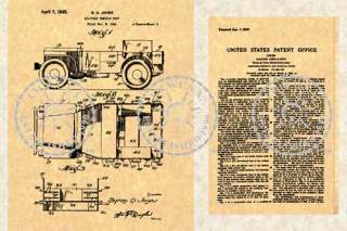 42 JEEP WILLYS Military Vehicle Patent WWII GP GPW 626  