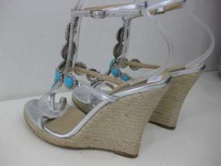   sandal description made in italy size 38 5 inch heel metallic silver