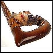 Wild boar   Hand Carved Wooden Cane Walking Stick  