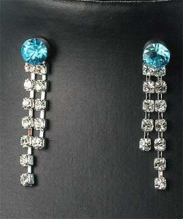   Bridesmaids Aqua Crystal Diamante Necklace Earrings Set Prom 62L