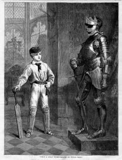 CRICKET, MEDIEVAL SUIT OF ARMOR AND SWORD WICKET KEEPER  