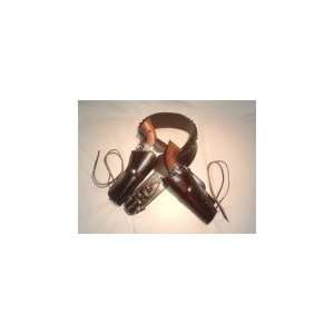   Western Leather Gun Belt With Double Draw Holsters: Sports & Outdoors