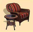 PREMIUM ALL WEATHER JAVA WICKER PATIO CHAIR W/END TABLE ISADORA 
