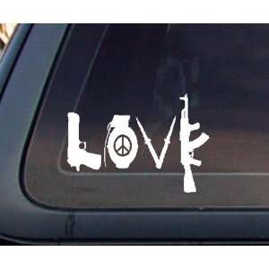  LOVE w/ Peace Sign Grenade AK Car Decal / Sticker 
