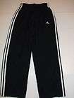   Adidas Athletic Work Out PANTS Black w/ white Stripes Sz L 23 X 27