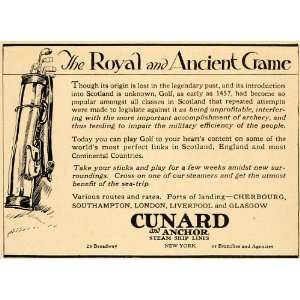  1924 Ad Golf Cunard Anchor Steam Ship Lines Scotland 