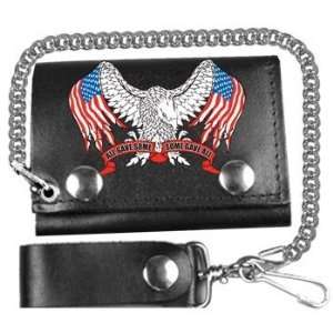  SUPPORT OUR TROOPS 4 SOFT LEATHER Biker WALLET & CHAIN 