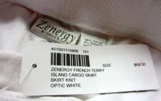   ZENERGY FRENCH TERRY ISLAND CARGO SKIRT WHITE NWT $69 CHICOS 3 = 16/18