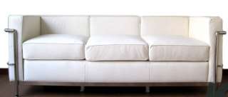 modern 3 seat cube sofa   white italian leather  