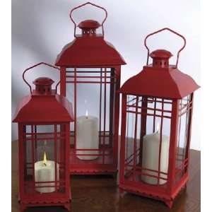   Fresh Red Decorative Metal Pillar Candle Lanterns: Everything Else