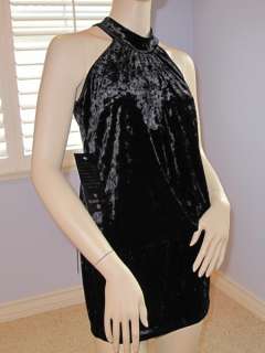 Made in France BEBE BLK Crushed Velvet Dress NWT$89  S   