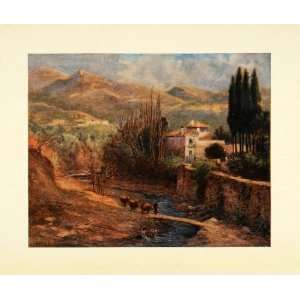  1908 Print Trevor Haddon Art Villa Darro River Landscape 