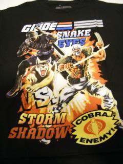 GI Joe Corba Enemy Good and Bad Snake Eyes Storm Shadow Black T Shirt 