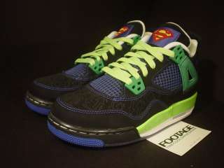 2011 Nike Air Jordan IV 4 Retro BLACK ROYAL BLUE ELECTRIC GREEN 