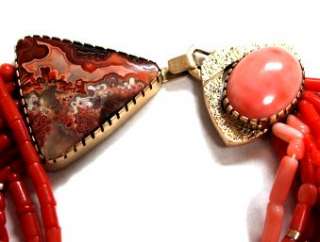 Gail Bird & Yazzie Johnson Amazing Coral&Gold Necklace  