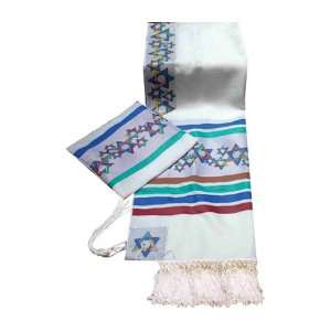   David) Tallit Prayer Shawl with matching Bag in Size 18 L X 72 W