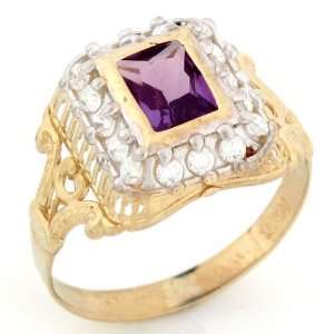    10k Gold Synthetic Alexandrite June Birthstone CZ Ring Jewelry