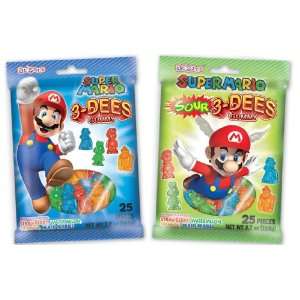  Super Mario 3 Dees Gummy Candy Sour and Regular Flavors 2 