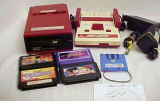 FAMICOM SYSTEM COMPLETE WITH DISK PLAYER AND 4 FAMICOM GAMES & 1 DISK 