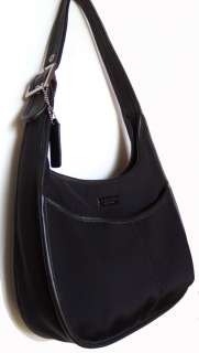 RARE COACH ERGO Black NEOPRENE+Cowhide Leather Shoulder HOBO BAG PURSE 