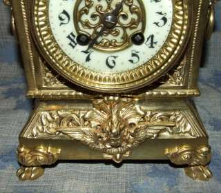 Large Antique Brass Cube Bracket / Mantel Clock  CLEANED & SERVICES 
