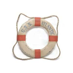  USS Atlantic Life Saver Ring Preserver Wood Replica 19 Nautical 