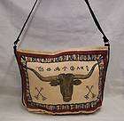 purse western longhorn design cotton shoulder strap  