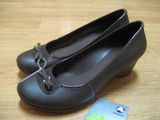NWT CROCS LYDIA Women 8 9 10 BROWN Wedge Shoes Lily  